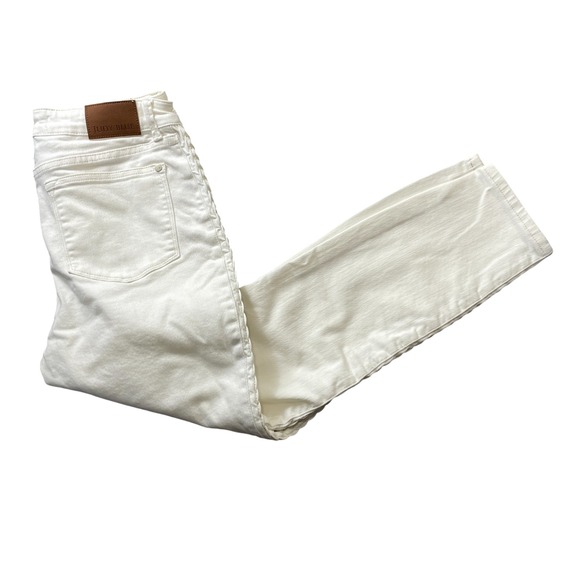 Judy Blue Denim - Judy Blue 11/30 White Jeans Braided Side Relaxed Fit Cotton Blend
